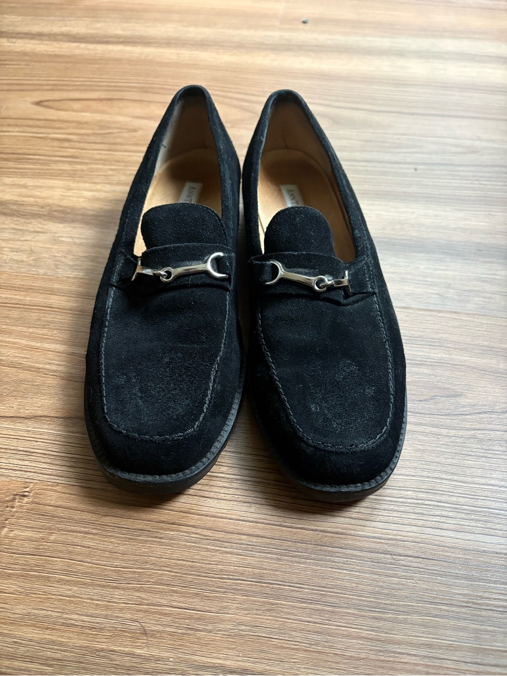 Ann Taylor Black Suede Bit Loafers